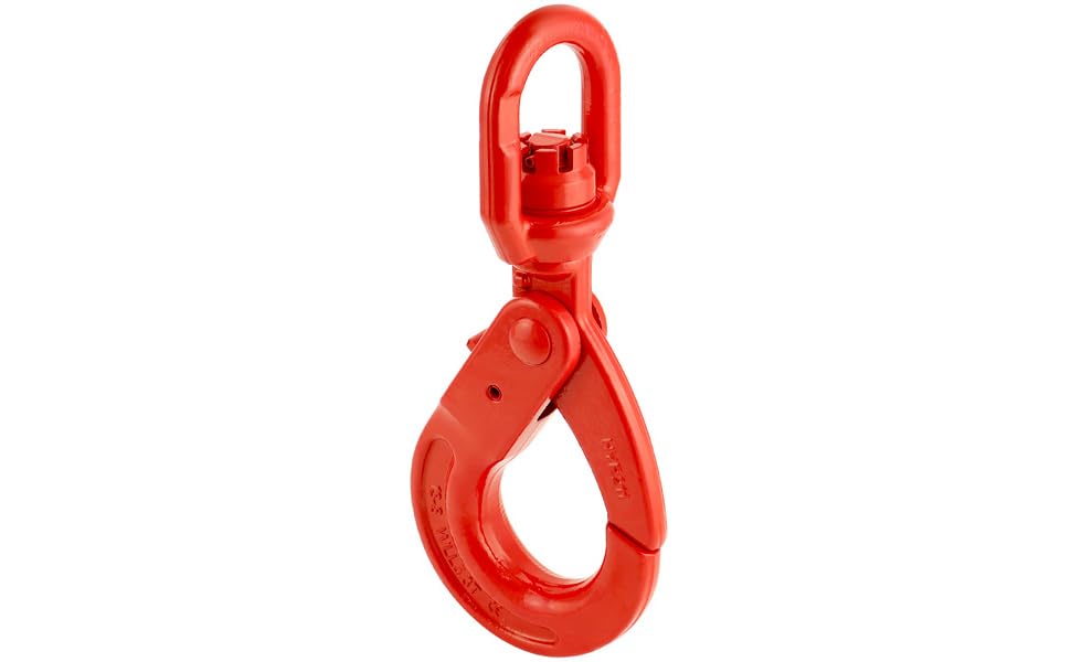 Miniatura 8 de QWORK Gancho giratorio de acero forjado de grado 80, gancho de elevación de 11000 libras, ojos giratorios grandes de 12 pulgada, acabado pintado