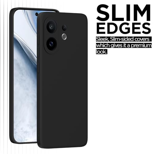 Image of Outlouders Back Cover for Vivo X200 Fe 5G | Camera Protection | Durable Soft Matte Silicone Bumper Case (Black)