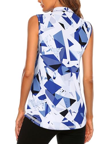 Image of Koscacy Women's Sleeveless Golf Tennis Polo Shirts Zip Up Dry Fit Workout Tank Tops Athletic Shirt