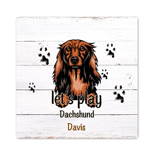 Panneau mural en bois teckel lumineux déco personnalisée maison 30cm