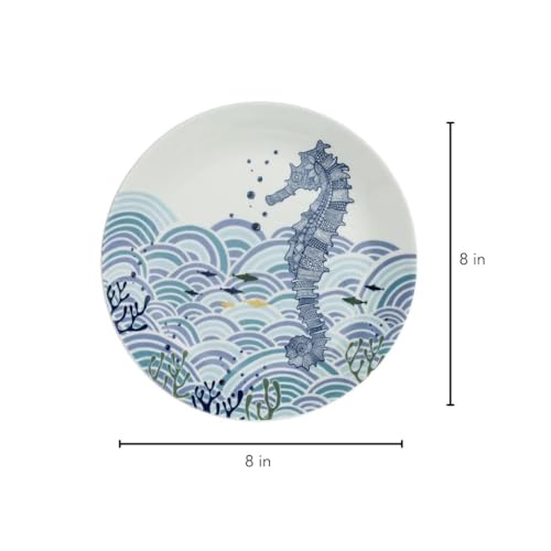 Image of The Wishing Chair | Animal Illustrative Series Wall Plate | Decorative Ceramic Plate | Unique Sea Horse Design | Perfect for Home Decor | Great Gift Idea