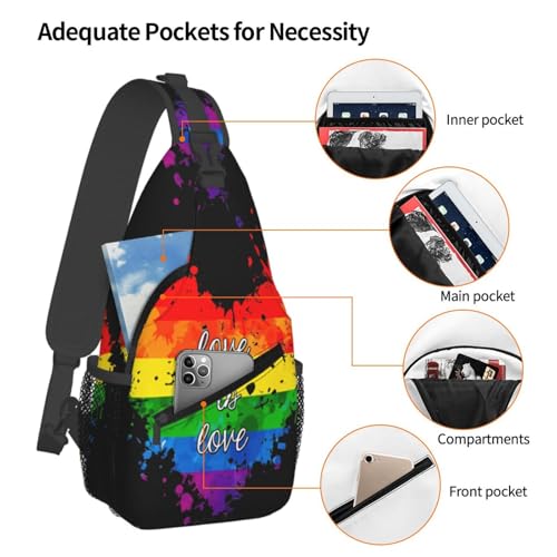 Morrales de pecho Rainbow Pride Love Is Love azul miniatura 3