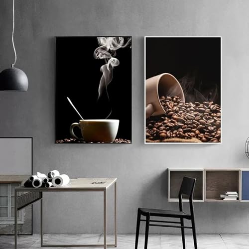 Toile grains de café vintage pour rompre la monotonie d'un mur vide
