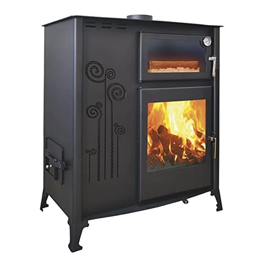Estufa mezclado pellet de madera con horno, 12 kW, estufa de leña y gránulos para la cocina, hasta 40 cm, acristalamiento de puerta delantera, antracita, 2 años de garantía