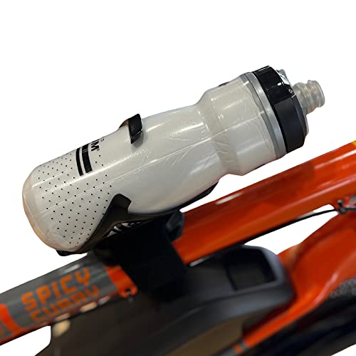 Bikase Side Loader Water Bottle Cage with Anywhere Strap - Works Great with Large Diameter EBIKE Frames - Works with Compact Frames