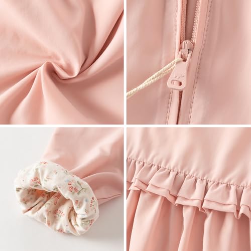 DAVE&BELLA Toddler Girls Jacket, Lightweight Hooded Windbreaker Kids Zipper Rain Jacket Cute Print Casual Outwear Coat3