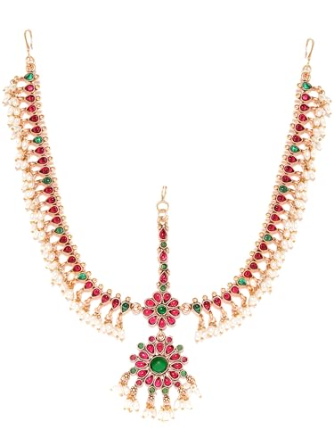 Rubans 22K Gold-Plated Kemp Green Crystal Studded Statement Maang Tikka (B0D76TZ3R5) Amazon Price History, Amazon Price Tracker