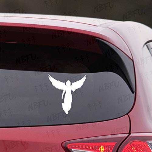 Image of Angel With Wings (White) (Set Of 2) Premium Waterproof Vinyl Decal Stickers For Laptop Phone Accessory Helmet Car Window Bumper Mug Tuber Cup Door Wall Decoration