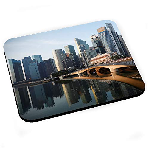 Tapis de Souris Singapour Baie Ville Nuit Grattes Ciel Moderne Decoration