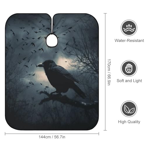Capa para corte de cabello Night Crow, unisex, 66.9 x 56.7 pulgadas miniatura 2