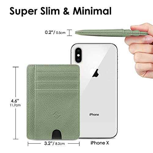 Image of FINTIE Slim Minimalist Front Pocket Wallet, RFID Blocking Credit Card Holder Card Cases with ID Window for Men Women (Sage Green)