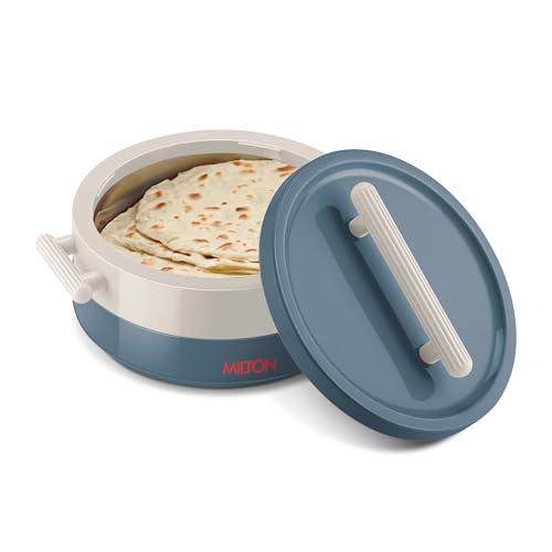 Image of MILTON Valenza 2000 Insulated Inner Stainless Steel Casserole for Roti, 1900ml | Hot Box for Kitchen | Keeps Food Hot & Fresh | BPA-Free, Durable & Easy to Carry | Hot Pot with Lid for Home,Blue Stone