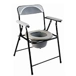 Folding Lightweight Commode Chair with top Loading Easily Removable 5 Litre Pot Travel Toilet ECCOM1