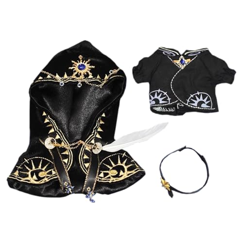 niannyyhouse 10cm 20cm ぬいぐるみ 服 ローブ ベルト 魔法のマント 綿人形お洋服 着せ替え (Black, 10cm)