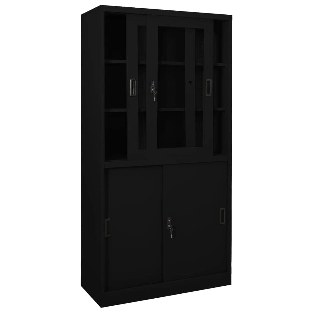 Armario de oficina con puerta corredera, 90 x 40 x 180 cm, acero con 3 estantes, cerradura, espacio de almacenamiento y taquilla para oficina, pasillo, sótano y dormitorio