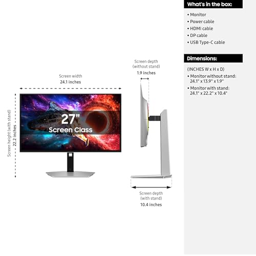 Image of Samsung 27 inch Odyssey OLED G8 (G80SH) Gaming Monitor - QD-OLED, 4K Resolution, 240Hz, USB-C 96W, DP 2.1, 0.03ms, Glare Free, HAS /Tilt /Swivel /Pivot, OLED Safeguard+, 3 Year Warranty, LS27HG802SNXZA