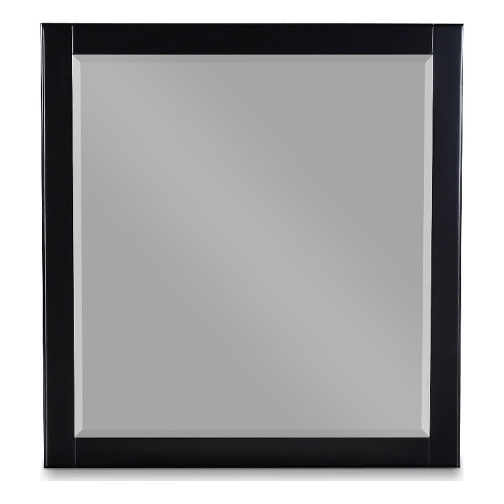 Meridian Furniture 842Black-M Zayne Collection Modern | Contemporary Glass Mirror, Rich Black Finish, 36" W x 1" D x 38" H