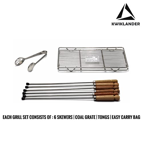 Image of Compact Portable Foldable Stainless Steel Tandoor Charcoal Free Standing Barbeque Bbq Grill Set With 6 Skewers, Tongs, Bag And Charcoal Tray For Home Outdoor Garden (44 X 28 Cm)