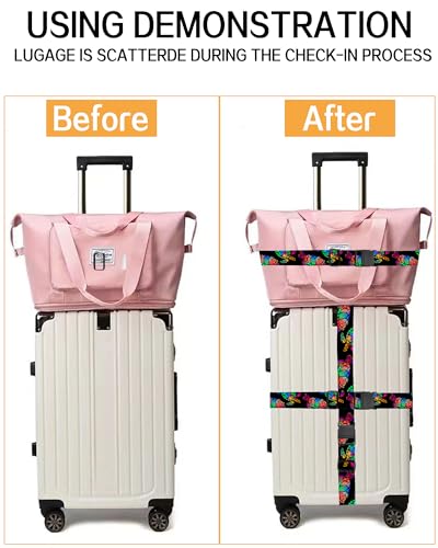 Luggage Straps for Suitcases, Adjustable Travel Belt, Durable Wide Luggage Strap, Cute Suitcase Strap Identifiers with Buckle, Bag Straps for Luggage, Cute Colorful Tirtles4