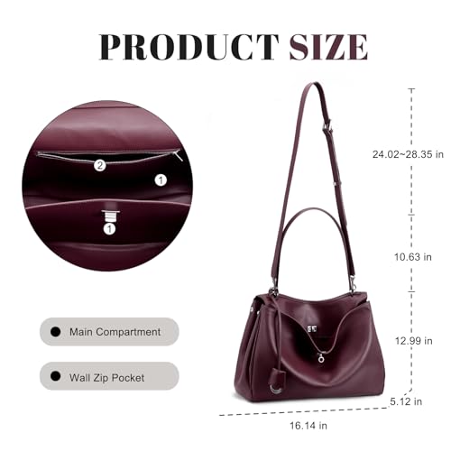 Bolso Tote de Cuero Genuino para Mujer Hedexe miniatura 5