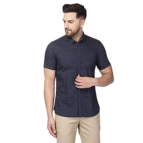 Image of blackberrys Navy Blue Coloured Men Shirt (Size: 40)-ES-SP-PR-Shine-HS # Navy