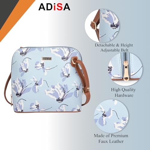 Image of ADISA Women Girls Floral Print Faux Leather Sling Bag Crossbody