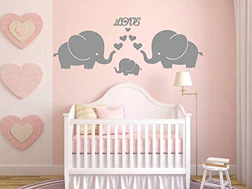 Vinilo decorativo familia elefantes con corazones gris 104x48 cm miniatura 3