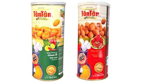 Image of Combo - Chili Lime Peanuts and Shrimp Falvour Peanuts - Dau Phong Chanh Ot va Dau Phong Vi Tom - 7 Oz per Can with 2 Cans per Order