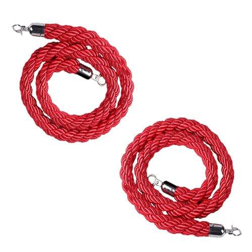 2 Cuerdas De Terciopelo Rojo para Postes, Cuerda De Barrera De Seguridad De 3 Pies, 3,3 Pies, 4 Pies, 5 Pies Y 6 Pies, Cuerdas Rojas Colgantes para Fiestas De Alfombra Roja, Noches De Cine Y VIP