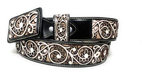 Men's Engraved Western Belt Cinto Charro Grabado Vaquero Leather Belt3