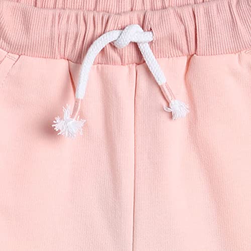 Image of miniklub Infants Girls Pink Solid Pure Cotton Straight-Fit Joggers