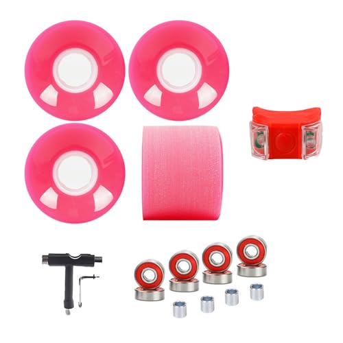 60 mm Skateboard Rollen und Kugellager Set Longboard Rollen Cruiser Skateboard Rollen weich glatt stoßdämpfend 83A (Pink)