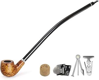 Long Smoking Pipe - Churchwarden Wooden Pipe for Smoking with 3 - in - 1 Pipe Scraper, Pipe Reamer & Other Pipe Accessories in Gift Box (Brown)