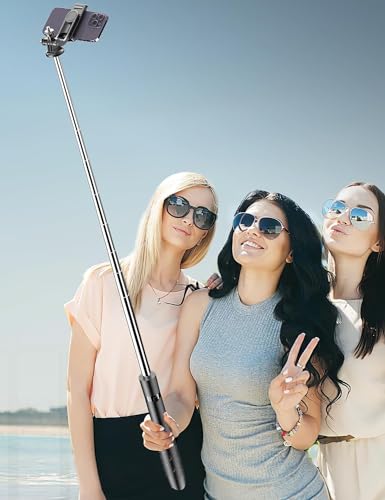 Image of 68-Inch Extra-Long Selfie Stick Tripod with Wireless Bluetooth Remote, 360 Rotation, Reinforced Stand, Extendable Phone Holder for iPhone 13 /14 /15 /16 Pro, Samsung, GoPro, Vlogging & YouTube