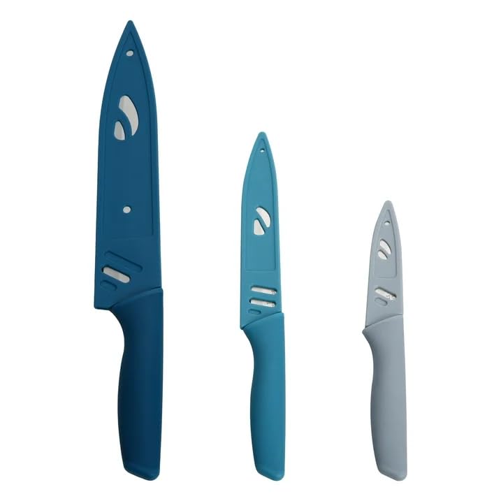 Stainless Steel 3 Piece Color Knife Set Ergonomic Soft Grip Handles