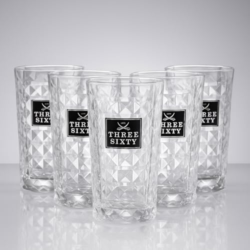 Three Sixty Vodka Longdrink Glas Gläserset eckig - 6x 0,3L geeicht