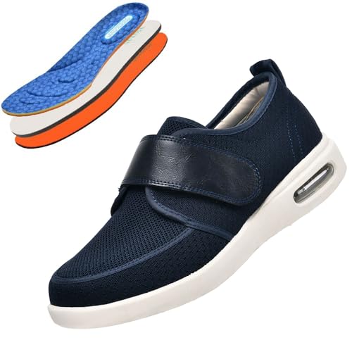 Zapatos Caminar Diabéticos Para Hombres Mujeres Con Pies Hinchados, Extra Anchos Invierno Cálidos Artritis Edema Zapatos Ortopédicos Fascitis Plantar Zapatos De Entrenamiento Pantuflas,Blue-41 EU