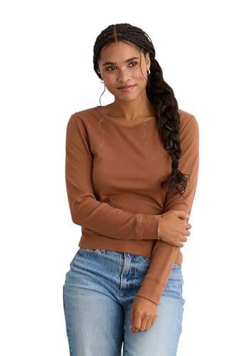 Fair Indigo Women's Luxe Organic Pima Cotton Long Sleeve Jewel