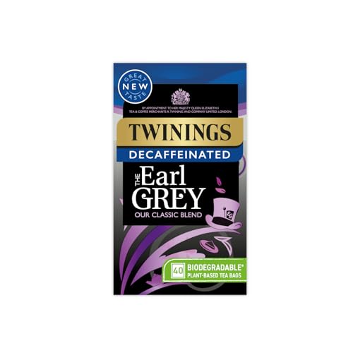 Twinings Earl Grey Decaf Tea | Full & Fragrant Earl Grey Tea Bags | Bergamot & Lemon Flavoured Decaffeinated Black Tea Blend | 40 Biodegradable Tea Bags