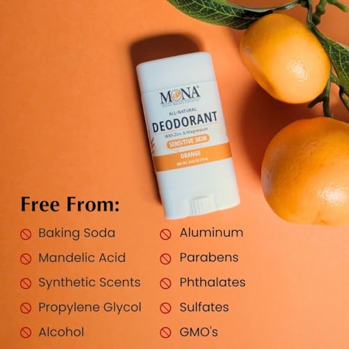 Image of MONA Brands Natural Mini Deodorant for Women & Men, Travel Size 4-Pack, Aluminum & Baking Soda Free, Gentle for Sensitive Skin, Vegan Deodorant Sticks, 0.53 oz Each