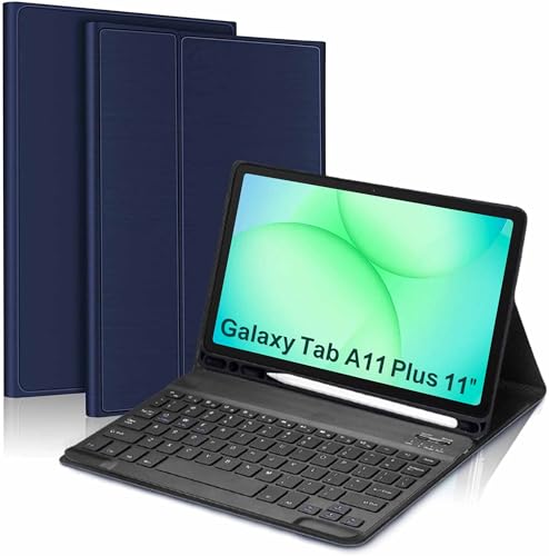 Image of ProElite Keyboard case Cover for Samsung Galaxy Tab A11 Plus 11 inch with S Pen Holder Magnetic Detachable Wireless Bluetooth Keyboard Case, Dark Blue