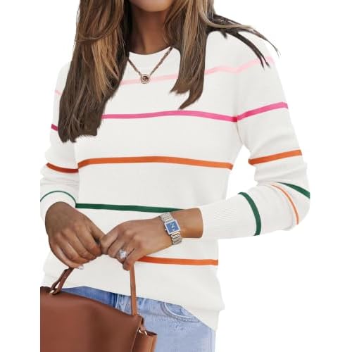Ivicoer Womens Sweaters 2026 Trendy Long Sleeve Knit Pullover Light-Weight Crewneck Sweater Top S-XXL
