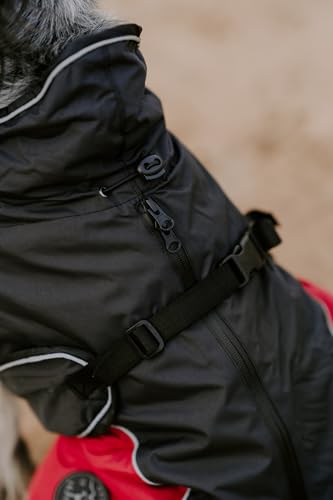 HUNTER Hundemantel UPPSALA ALLROUNDER, Farbe: anthrazit/rot, wasser- und windabweisend, herausknöpfbares Innenfutter, reflektierende Paspeln, elastische Fixiergummis, optimaler Sitz, Größe: 35