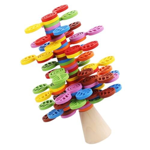 Jeu de construction en bois arbre arc-en-ciel pour canaliser la concentration des enfants