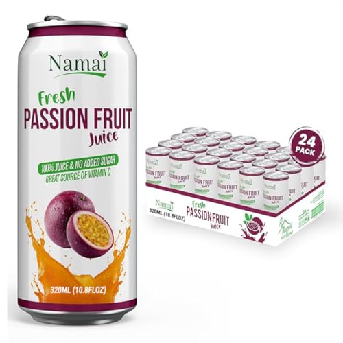 Image of Namai 100% Pure Passion Fruit Juice, No Added Sugar, 24-Pack | No Preservatives, Never From Concentrate, 1 Ingredient Only: Passion Fruit Juice