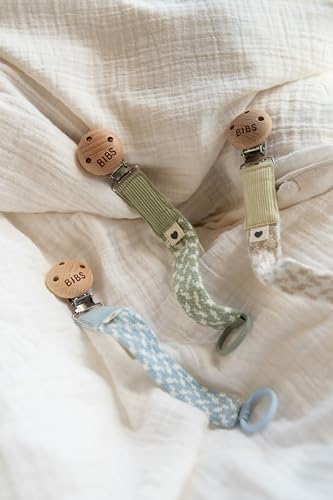 Image of BIBS Paci Braid Dummy Chain Organic Cotton Danish Design, One Size (0-36 Months), Pale Butter