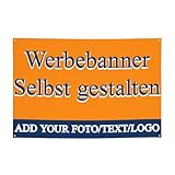 Banner Personalisiert, Werbebanner mit Text/Logo/Foto, Selbst gestalten mit Text & Bild, Individuelles Banner, für Innen & Außen, für Werbung, Anzeigen, Geburtstag, Events (120 * 180cm)