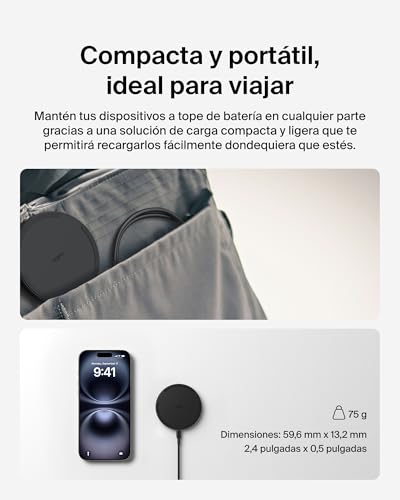 Belkin Cargador Inalámbrico de 15 W, Estación de Carga para iPhone 17, iPhone 16/15 Series, AirPods, Samsung Galaxy S25, Galaxy S24, Pixelsnap - Cable Incluido (sin Fuente de alimentación) - Negro - imagen 7