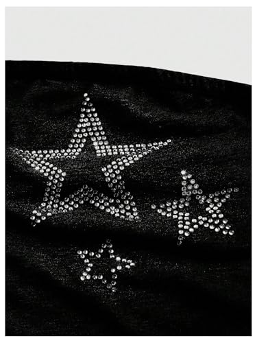 WDIRARA Women's Star Rhinestone Ruched Strapless Crop Tube Top Y2k Graphic Bandeau Tops3