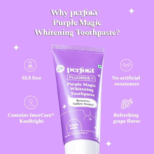 Image of Perfora Dual Whitening Pro Pack - Ultimate combo of Dream White & Purple Magic Teeth Whitening Toothpaste, 100% Pure Copper Tongue Cleaner, Alcohol Free Lemon Mint Mouthwash & Pack of 2 Toothbrushes